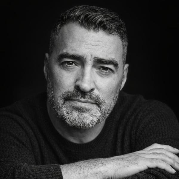 Black and white photo of Sean Bacon