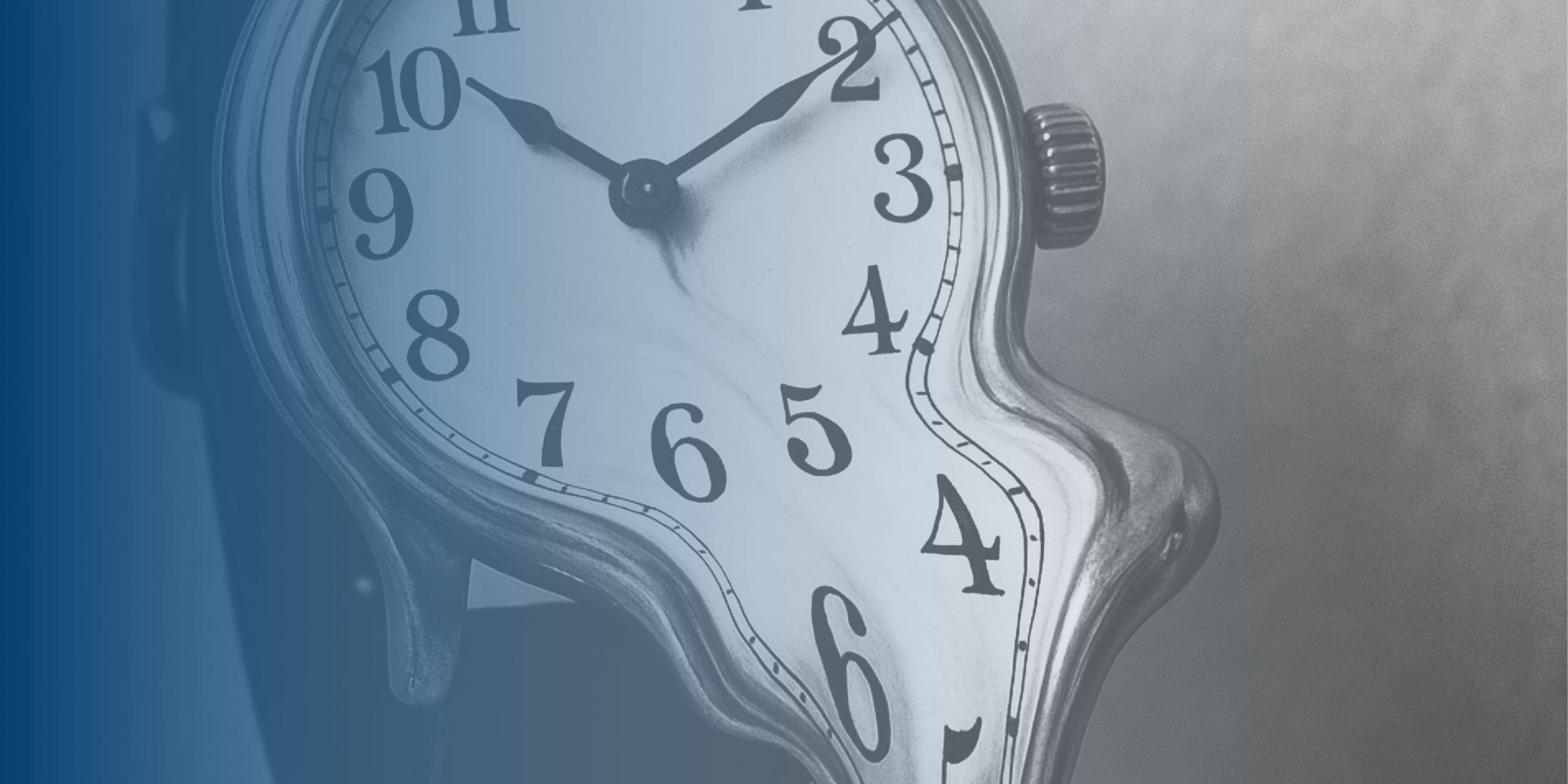 distorted clock with blue transparent overlay