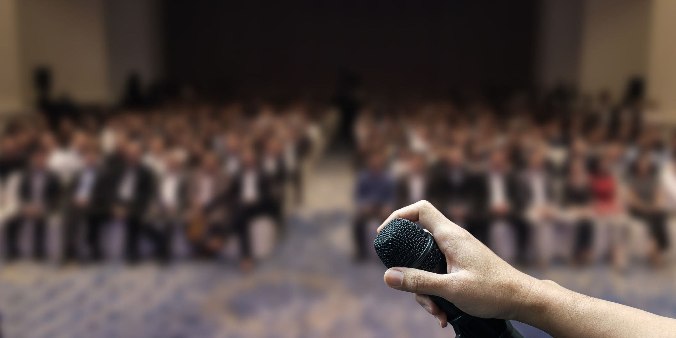 microphone in front of crowd